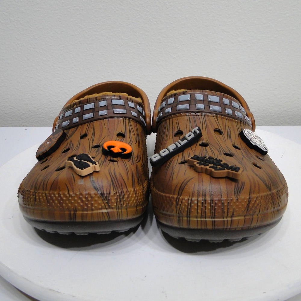 Crocs Star Wars Chewbacca Fuzz Lined Clogs Brown Wookiee Shoes with Charms